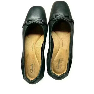 Clarks Black Size 8 Lyrical Rhyme Ballet Flats‎ Leather Upper Square Toe Gumsole